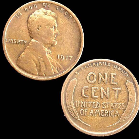 Antique 1917 No Mint Mark Doubled Die Obverse Lincoln Wheat Cent Penny READ - Picture 1 of 11